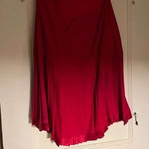 Vintage red satin pleated skirt